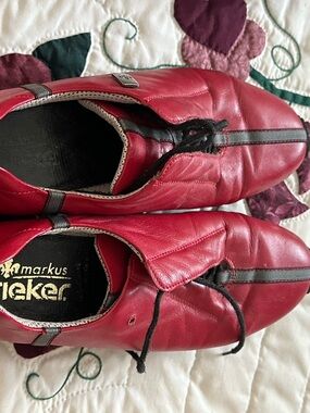Rieker Red Leather Casual with Black Trim